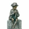 Junge Mit Flöte Sitzt - Besondere Gartenfigur Aus Bronze - Flötenspieler Erwin -Outlet GARTENTRAUM Store junge mit floete sitzt besondere gartenfigur aus bronze floetenspieler erwin