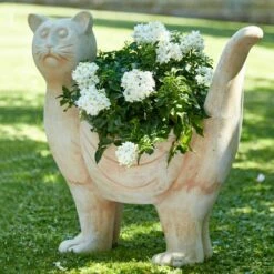 Katzenfigur Als Pflanzgefäß - Terrakotta - Bella