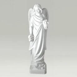 Klassischer Engel Mit Blumenstrauß Aus Marmorguss - Engel Divino