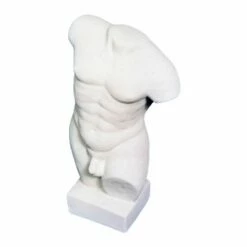 Kleine Akt-Gartenfigur Mit Sockel Aus Steinguss - Männer Torso - Kopara