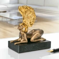 Kleine Bronze Sphinxfigur Mit Granitsockel - Sphinx Mit Goldhelm -Outlet GARTENTRAUM Store kleine bronze sphinxfigur mit granitsockel sphinx mit goldhelm4