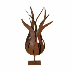 Kleine Feuerblume Mit Platte - Rost Metall Deko - Feuerblume