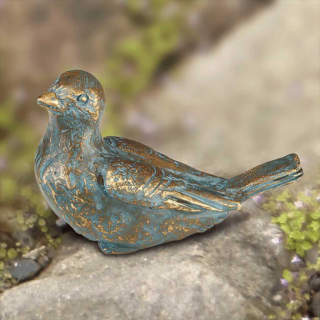 Kleine Spatzenfigur Aus Bronzeguss Mit Patina - Spatz Sitzend 3 Kleine Spatzenfigur Aus Bronzeguss Mit Patina - Spatz Sitzend