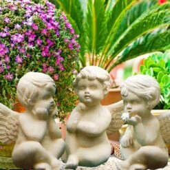 Kleine Steinguss Engelfiguren - Engeltrio