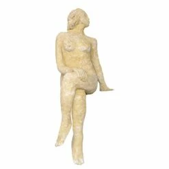 Kleine Steinguss Gartenfigur - Frauenakt Zum Hinsetzen - Alex