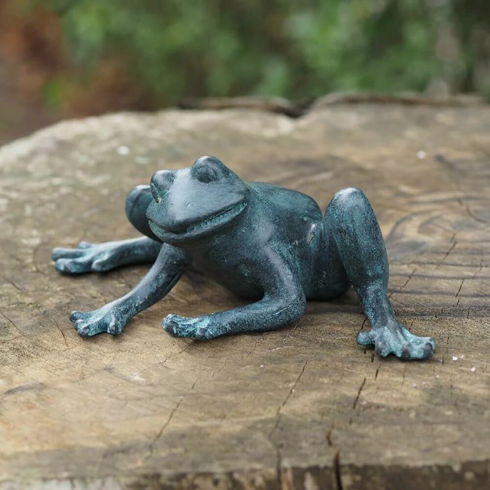 Kleiner Deko Frosch Aus Bronze In Blau - Orfel 3 Kleiner Deko Frosch Aus Bronze In Blau - Orfel
