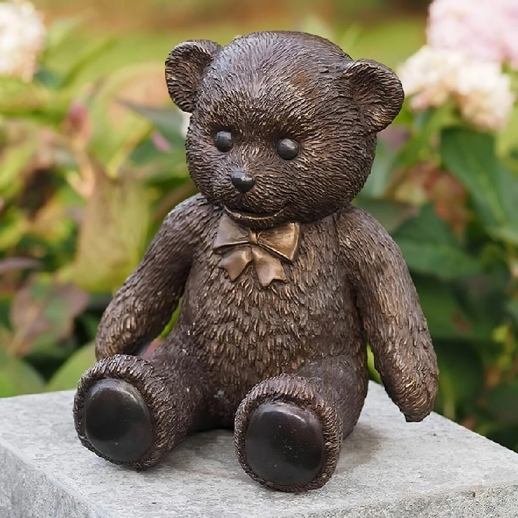 Kleiner Teddy Braun Aus Bronze Mit Schleife - Teddybär 3 Kleiner Teddy Braun Aus Bronze Mit Schleife - Teddybär