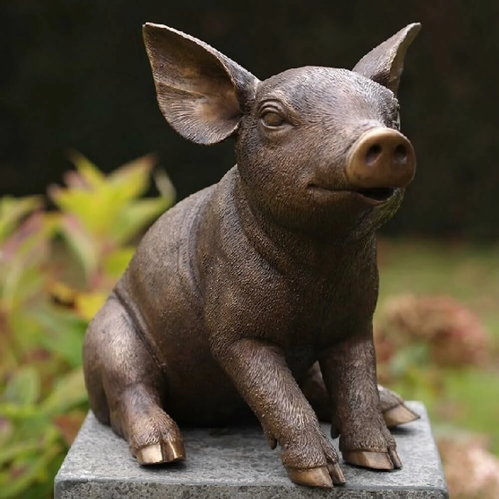 Kleines Ferkel Aus Bronze Sitzt Für Den Garten - Ferkel 3 Kleines Ferkel Aus Bronze Sitzt Für Den Garten - Ferkel