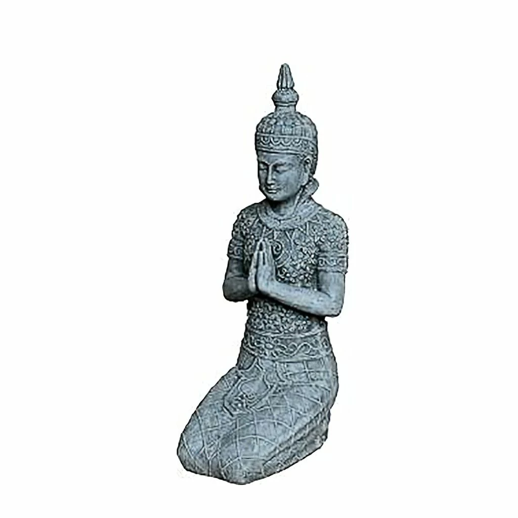 Kniende Buddha Gartenfigur Aus Polystone In Grau - Taggia 4 Kniende Buddha Gartenfigur Aus Polystone In Grau - Taggia – Bild 2