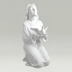 Kniende Gartenfigur Madonna Mit Taube - Marmorguss - Madonna Columba