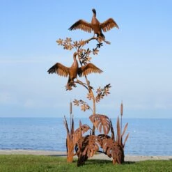 Komoranpaar Aus Metall Sitzt Im Schilf - Skulptur Aus Handarbeit - Kompaara -Outlet GARTENTRAUM Store komoranpaar aus metall sitzt im schilf skulptur aus handarbeit kompaara3