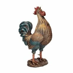 Krähender Hahn In Lebensgröße Limitiert Aus Bronze - Bunt - Stolzer Hahn