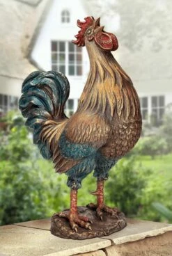Krähender Hahn In Lebensgröße Limitiert Aus Bronze - Bunt - Stolzer Hahn -Outlet GARTENTRAUM Store kraehender hahn in lebensgroesse limitiert aus bronze bunt stolzer hahn3