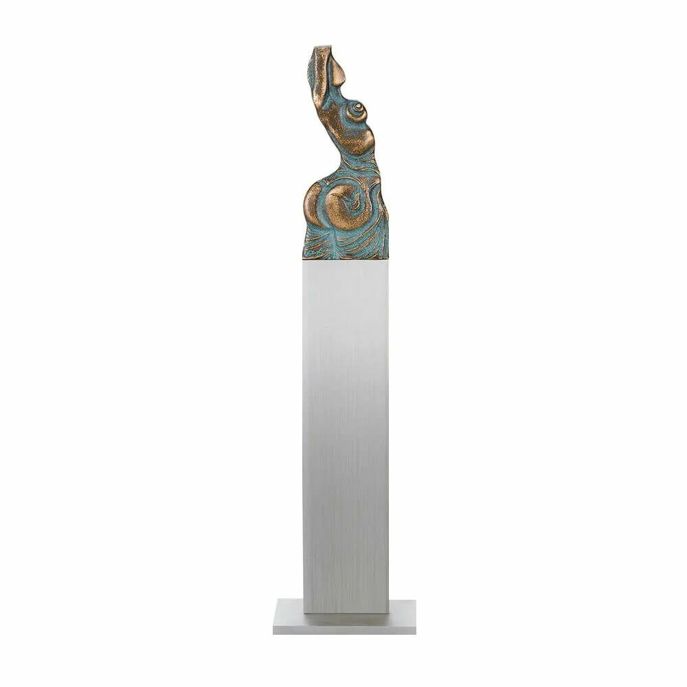 Künstlerfigur Mit Stele - Aktstatue Aus Bronze - Venusische Zeichen Unter Der Haut 3 Künstlerfigur Mit Stele - Aktstatue Aus Bronze - Venusische Zeichen Unter Der Haut