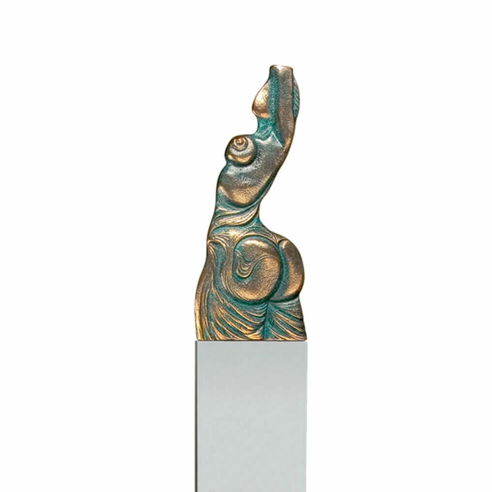Künstlerfigur Mit Stele - Aktstatue Aus Bronze - Venusische Zeichen Unter Der Haut 4 Künstlerfigur Mit Stele - Aktstatue Aus Bronze - Venusische Zeichen Unter Der Haut – Bild 2
