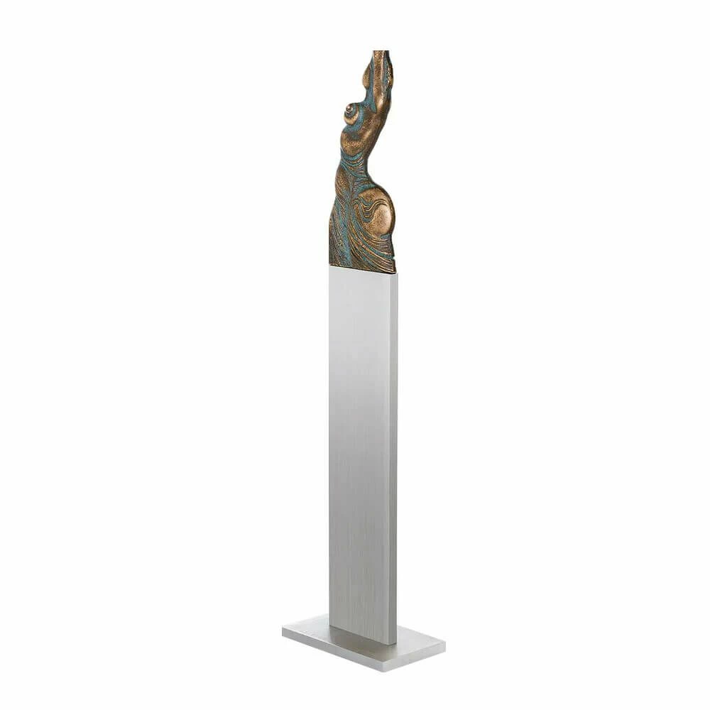 Künstlerfigur Mit Stele - Aktstatue Aus Bronze - Venusische Zeichen Unter Der Haut 6 Künstlerfigur Mit Stele - Aktstatue Aus Bronze - Venusische Zeichen Unter Der Haut – Bild 4