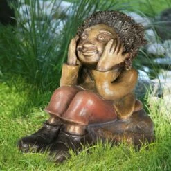 Künstlerfigur - Sitzender Gartengeist Aus Bronze - Philipp, Der Denker