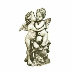 Kunstvolle Gartenskulptur Engel Und Elfe - Stein - Fiona Und Anton