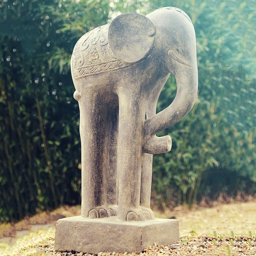 Kunstvolle Steinguss Elefantenfigur Für Den Garten - Faizal 4 Kunstvolle Steinguss Elefantenfigur Für Den Garten - Faizal – Bild 2