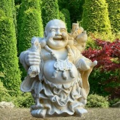 Lachender Buddha Steinskulptur - Vairocana -Outlet GARTENTRAUM Store lachender buddha steinskulptur vairocana2