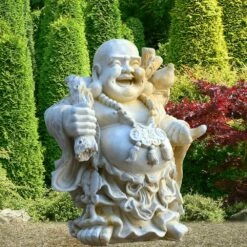 Lachender Buddha Steinskulptur - Vairocana -Outlet GARTENTRAUM Store lachender buddha steinskulptur vairocana3