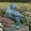 Lebengroße Bronze Entenfigur Als Gartendeko - Putzende Ente