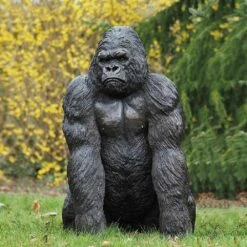 Lebensgroßer Gorilla Aus Bronze In Dunkelbraun - Affe Titos