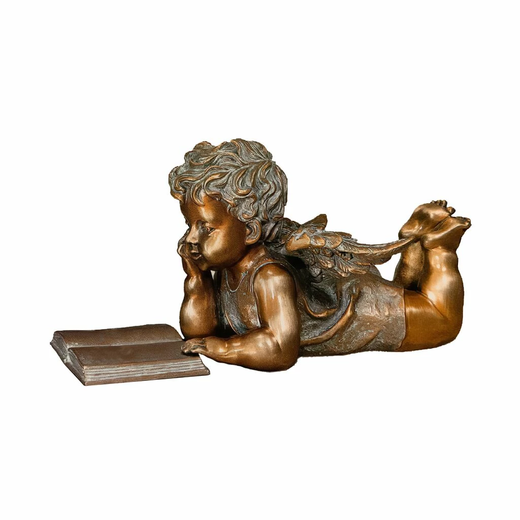 Lesender Bronzeengel Mit Buch - Liegend - Angelo Mit Buch 3 Lesender Bronzeengel Mit Buch - Liegend - Angelo Mit Buch
