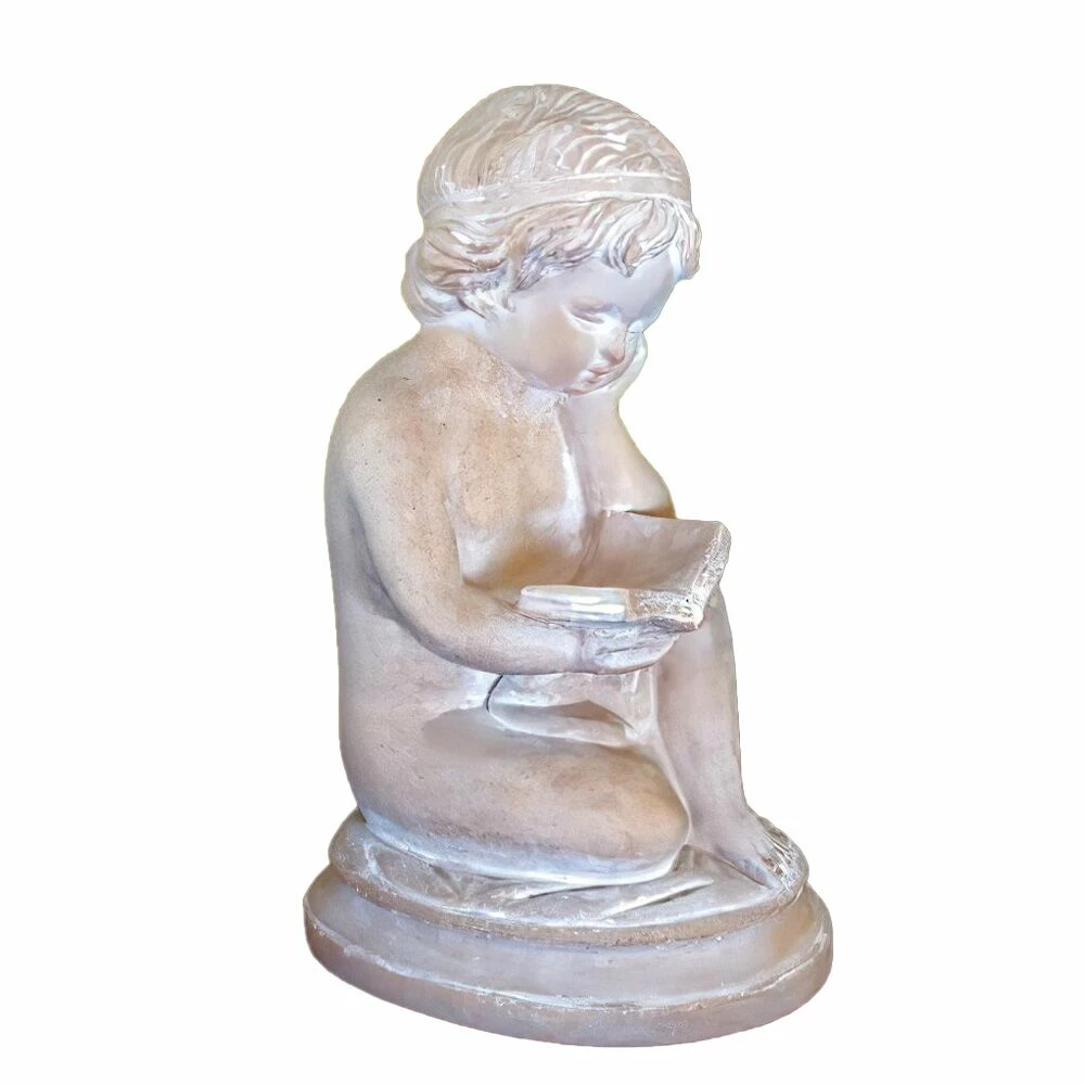 Lesendes Mädchen - Sitzende Kinder Steinguss Figur Mit Buch - Stefania 4 Lesendes Mädchen - Sitzende Kinder Steinguss Figur Mit Buch - Stefania – Bild 2