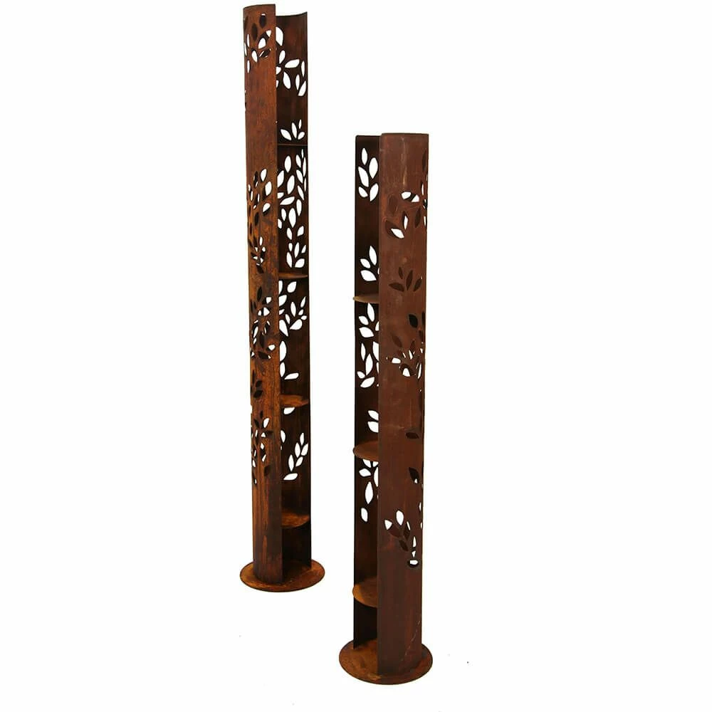 Leuchtsäule Mit Bättern - Rost Metall - Farbenspiel Im Wind 3 Leuchtsäule Mit Bättern - Rost Metall - Farbenspiel Im Wind