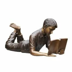 Liegende Bronzeskulptur Eines Lesenden - Leser