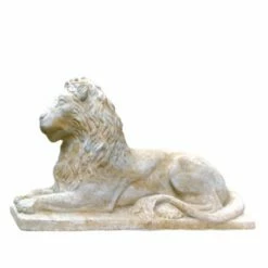 Liegende Löwen Gartenskulptur Auf Sockel Aus Steinguss - Kiniun