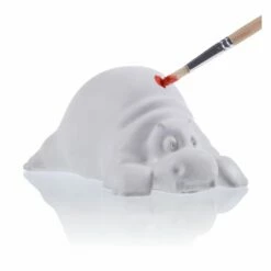 Liegendes Nilpferd Als Gipsfigur - Bemalbar - Mit Farben & Pinsel - Willie