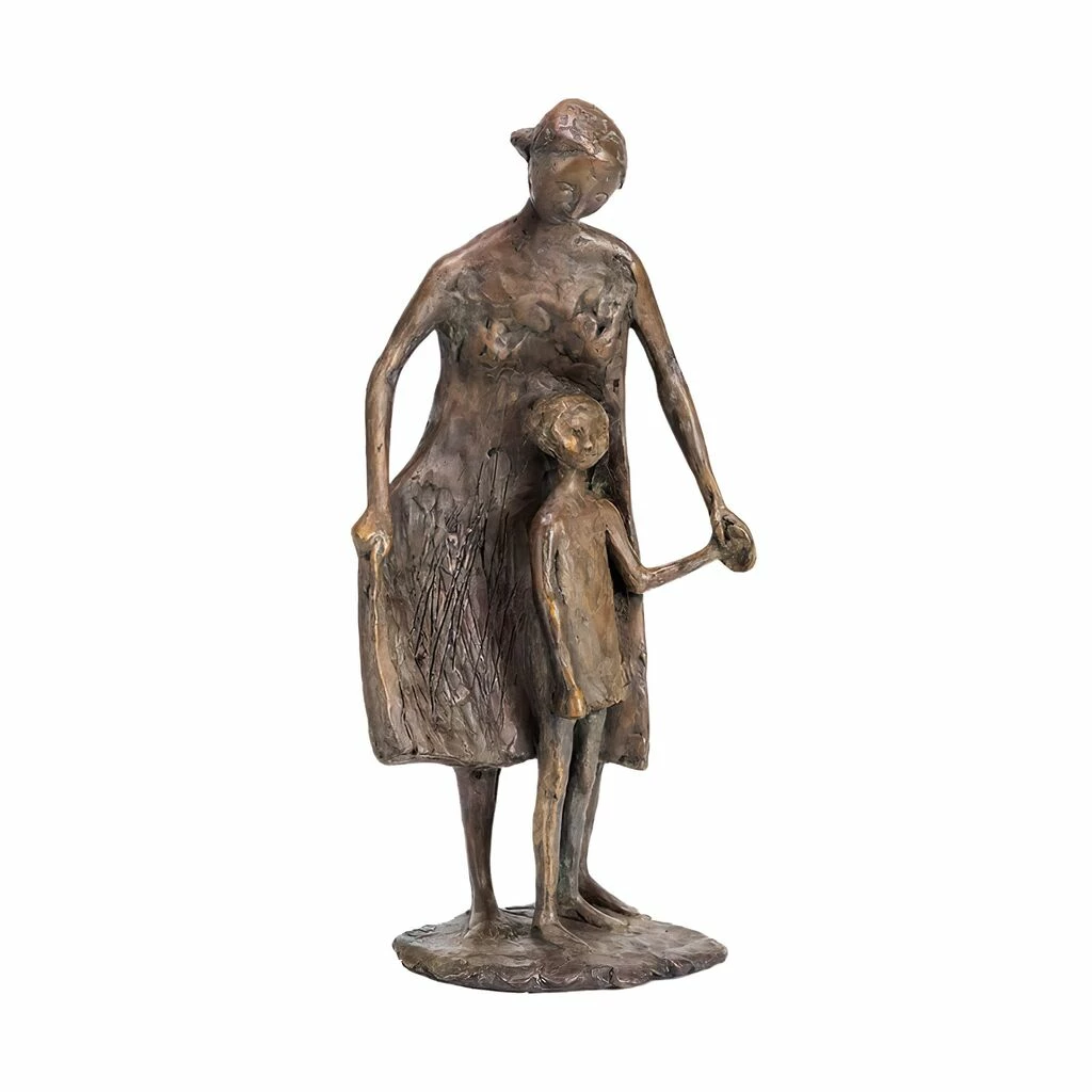 Limitierte Frauenstatue Aus Bronze Mit Kind - Kind Führende Frau 3 Limitierte Frauenstatue Aus Bronze Mit Kind - Kind Führende Frau