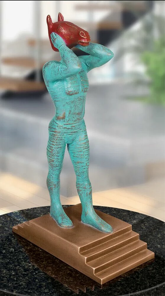 Limitierte Mannskulptur Mit Pferdekopf Aus Bronze - Joker 4 Limitierte Mannskulptur Mit Pferdekopf Aus Bronze - Joker – Bild 2