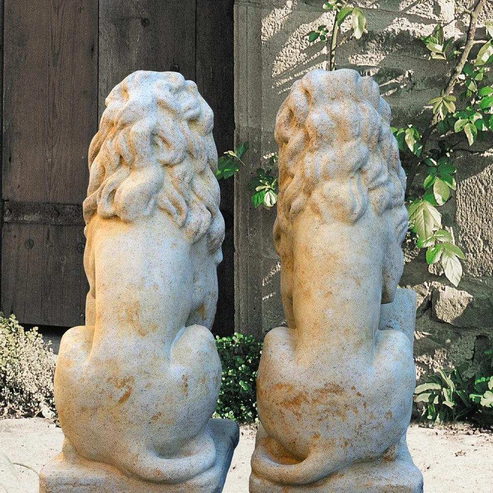 Löwen Steinfiguren Mit Schild - Sam & Rima 5 Löwen Steinfiguren Mit Schild - Sam & Rima – Bild 3