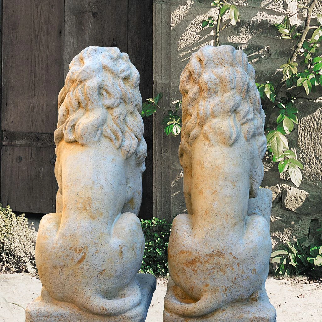 Löwen Steinfiguren Mit Schild - Sam & Rima 6 Löwen Steinfiguren Mit Schild - Sam & Rima – Bild 4