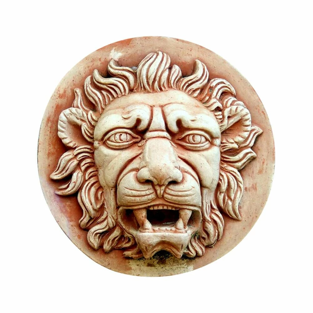 Löwenkopf Relief Aus Frostbeständiger Terrakotta - Leone 3 Löwenkopf Relief Aus Frostbeständiger Terrakotta - Leone