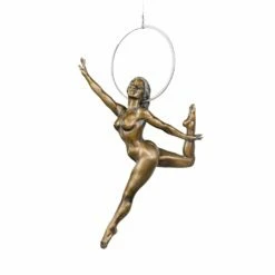 Lufttänzerin - Aktfigur - Bronzefrau Mit Reifen - Hadar