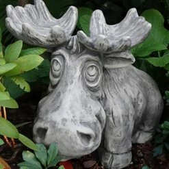 Lustiger Garten Elch Aus Steinguss - Antikgrau - Alfonso