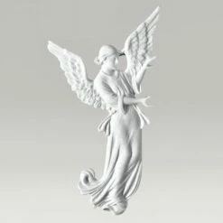 Marmorguss - Weißes Wandrelief Himmelsbote - Engel Aurelia