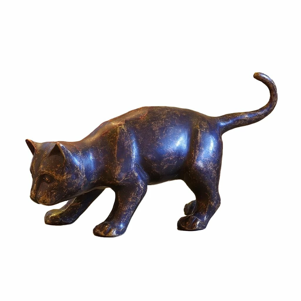 Marmorierte Bronze Katzenfigur - Klein - Katze Feli 3 Marmorierte Bronze Katzenfigur - Klein - Katze Feli