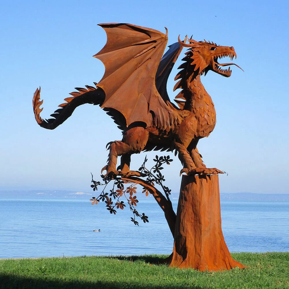Metall Drache Steht Auf Baum - Große Gartenfigur - Matos Auf Baum 3 Metall Drache Steht Auf Baum - Große Gartenfigur - Matos Auf Baum
