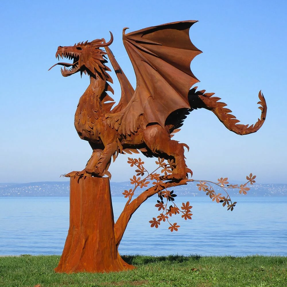 Metall Drache Steht Auf Baum - Große Gartenfigur - Matos Auf Baum 4 Metall Drache Steht Auf Baum - Große Gartenfigur - Matos Auf Baum – Bild 2