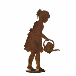 Metall Gartendeko In Rost Optik - Mädchen Mit Gießkanne - Emma