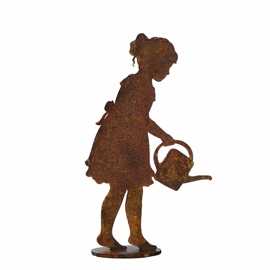 Metall Gartendeko In Rost Optik - Mädchen Mit Gießkanne - Emma 3 Metall Gartendeko In Rost Optik - Mädchen Mit Gießkanne - Emma