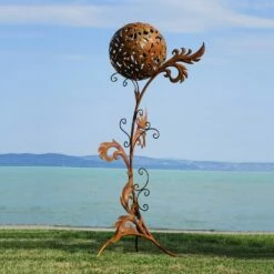 Metall Gartenplastik XXL Im Floralen Design Mit Kugel - Florala