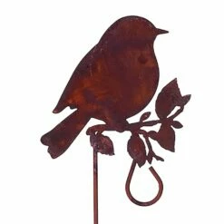 Metall Gartenstecker Vogel Auf Ast - Rost - Rocco
