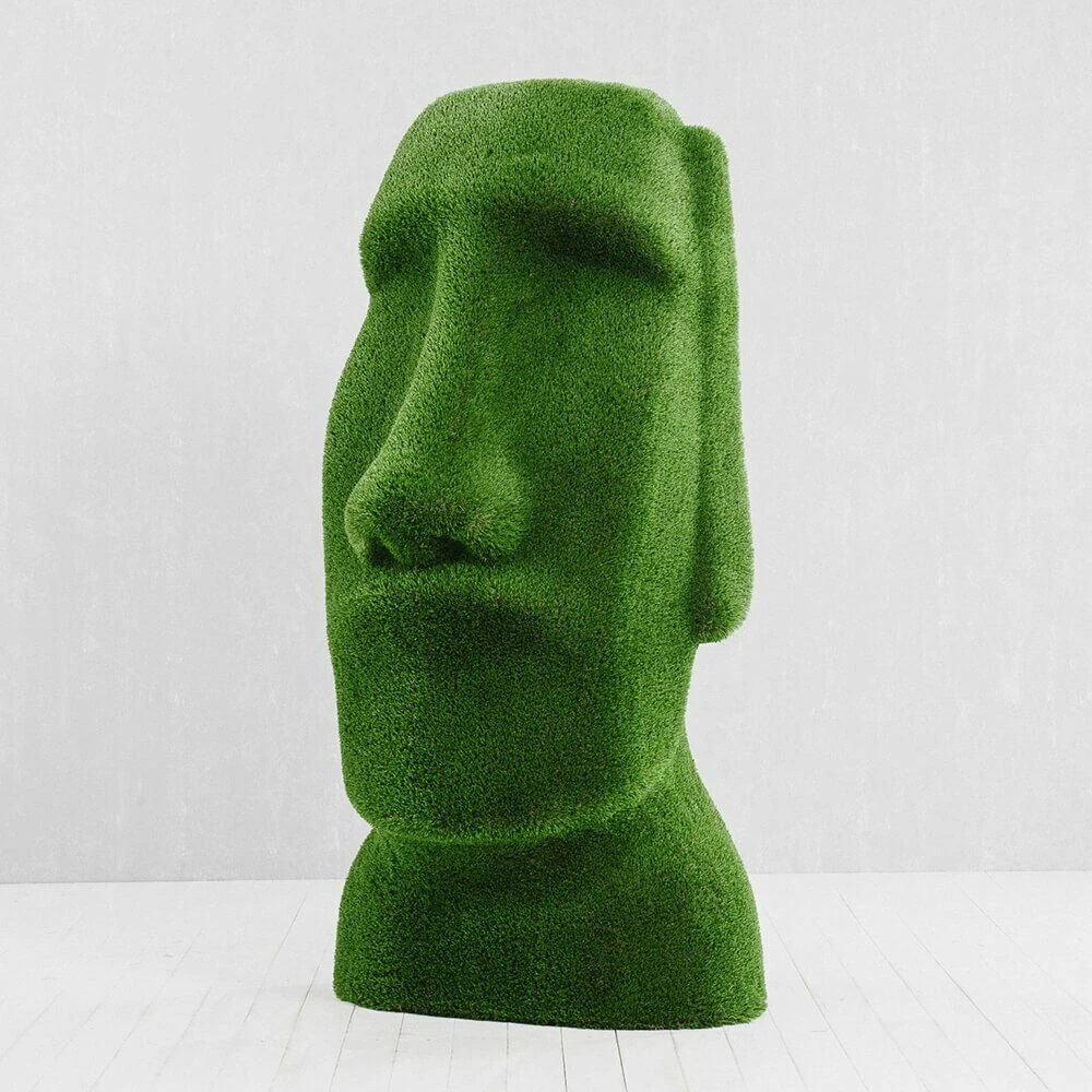 Moai Kopf Gartenfigur - Topiary - GFK & Kunstrasen - Idukan 10 Moai Kopf Gartenfigur - Topiary - GFK & Kunstrasen - Idukan – Bild 8