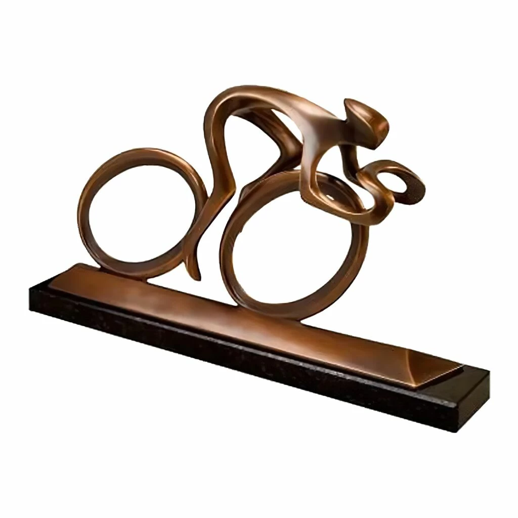 Moderne Bronzefigur Fahrradfahrer Mit Granitsockel - Radler, Bronze 3 Moderne Bronzefigur Fahrradfahrer Mit Granitsockel - Radler, Bronze